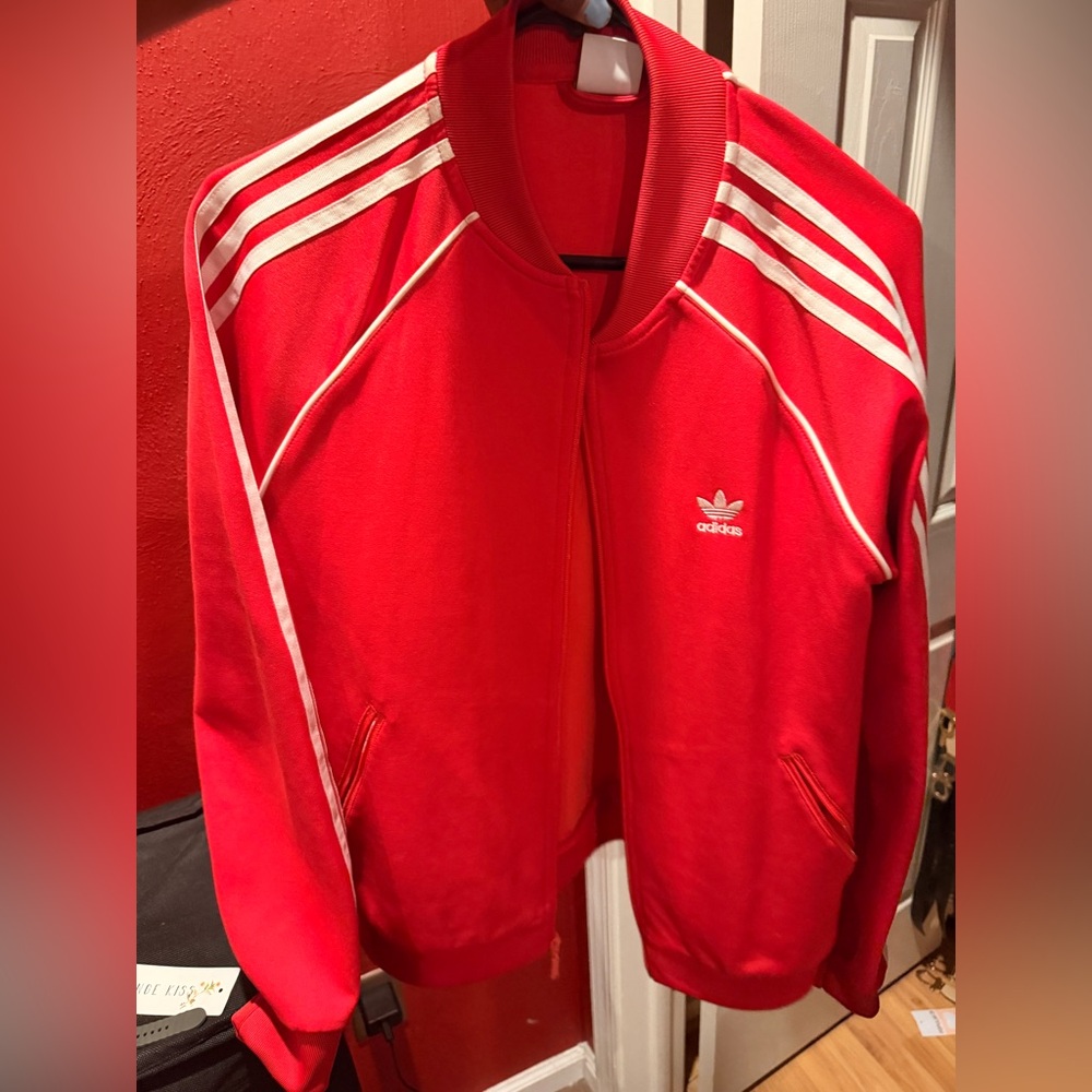 Adidas Red and White Track Jacket